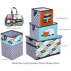 Bacati - Liam Aztec Design Hedgehog Aqua/Orange/Navy Storage Box Large -Storage Specialty Store GUEST f0516361 f927 4e32 b390 95ef77e17769