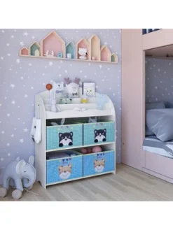 Year Color School Supply, Nursery, Daycare, Toddler, Kids Book Display And Toy Storage Organizer With 6 Fabric Storage Bins -Storage Specialty Store GUEST f08dbd43 e6fe 46b5 a47b 544e36a36afe