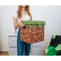 Ukonic Minecraft Grassy Block Fabric Storage Bin Cube Organizer With Lid | 13 Inches -Storage Specialty Store GUEST f0b0e7ec 34d0 4221 b1f2 2c1b4cca0534