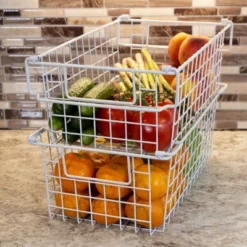 Set Of 2 Storage Bins - Basket Set For Toy, Kitchen, Closet, And Bathroom Storage - Medium Shelf Organizers With Handles By Home-Complete (White) -Storage Specialty Store GUEST f32af2eb e926 4a5c a80e 404be3edb06b