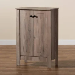 Derek Wood 2 Door Shoe Cabinet-Oak - Baxton Studio -Storage Specialty Store GUEST f74e77a0 b56e 4464 903c 680aea751409