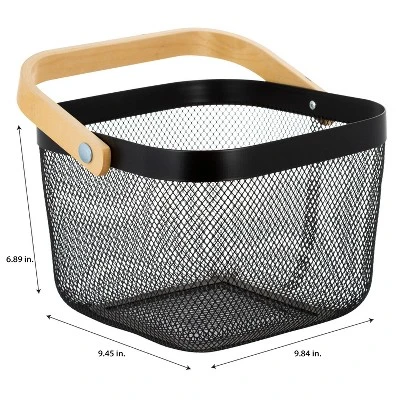 Simplify Mesh Tote With Bamboo Handle Black 6 Simplify Mesh Tote With Bamboo Handle Black - Image 6