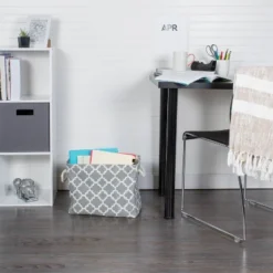 17.5" X 12" X 15" Large Polyester Rectangle Lattice Storage Bin Gray - Design Imports -Storage Specialty Store GUEST fa0f9572 3c41 4f2a 8c1f 9cfffe2fda37