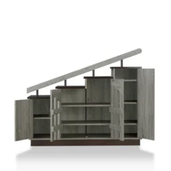Barstead Wood Staircase Shoe Cabinet In Gray Oak - Furniture Of America