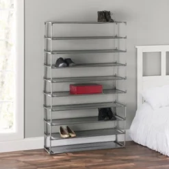 Home Basics 50 Pair Non-Woven Multi-Purpose Stackable Free-Standing Shoe Rack, Grey -Storage Specialty Store GUEST fbfa7709 a270 443c 82f1 5388fb801313