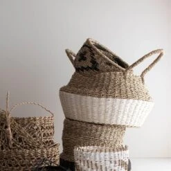White Rope & Seagrass Belly Basket - Foreside Home & Garden -Storage Specialty Store GUEST fc6f5269 3bdb 4c3f 9e40 9f5d5ee1c3bd