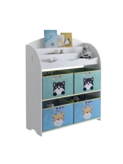 Year Color School Supply, Nursery, Daycare, Toddler, Kids Book Display And Toy Storage Organizer With 6 Fabric Storage Bins -Storage Specialty Store GUEST fdd1c69d 8b4e 480e 8380 dd7c7edcc1bc