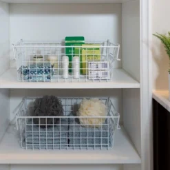 Set Of 2 Storage Bins - Basket Set For Toy, Kitchen, Closet, And Bathroom Storage - Medium Shelf Organizers With Handles By Home-Complete (White) -Storage Specialty Store GUEST fdda9591 1047 4520 b454 2324dbdfbe0f